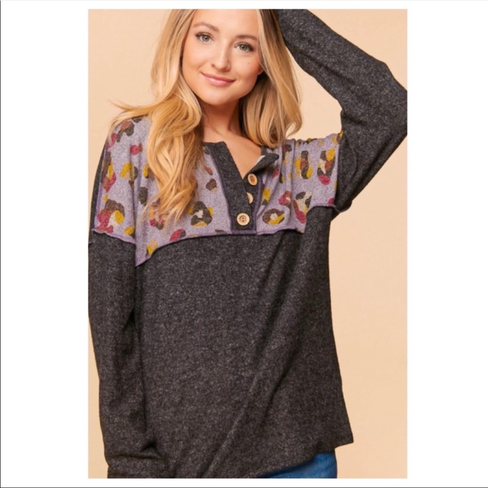 Brushed softness. Long sleeve knit top.